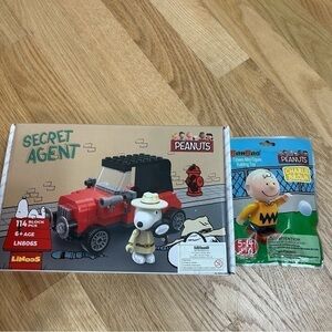 Peanuts Secret Agent Building Block Set Snoopy Dog Car Linoos LN8065 Banbao